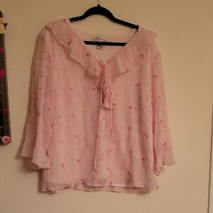 Dressbarn Light Pink Floral Blouse
